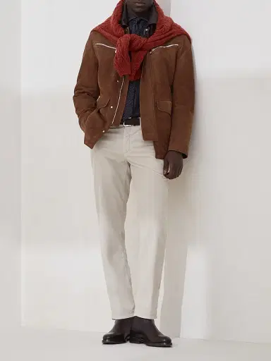 Brunello Cucinelli Men's Suede Field Jacket with Thermore Padding - Light Brown | Thumbnail 6 Brunello Cucinelli Men's Suede Field Jacket with Thermore Padding - Light Brown | Thumbnail 6