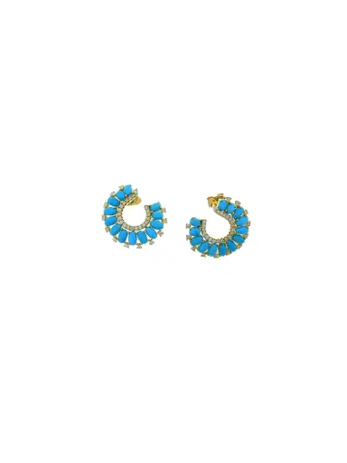 Wish Fine Jewelry 0.70ct Diamond Turquoise 18K Gold Cluster Earrings | Thumbnail 2 Wish Fine Jewelry 0.70ct Diamond Turquoise 18K Gold Cluster Earrings | Thumbnail 2