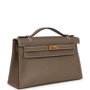 HERMÈS Hermes Kelly Pochette Etoupe Swift Gold Hardware | Thumbnail 2 HERMÈS Hermes Kelly Pochette Etoupe Swift Gold Hardware | Thumbnail 2