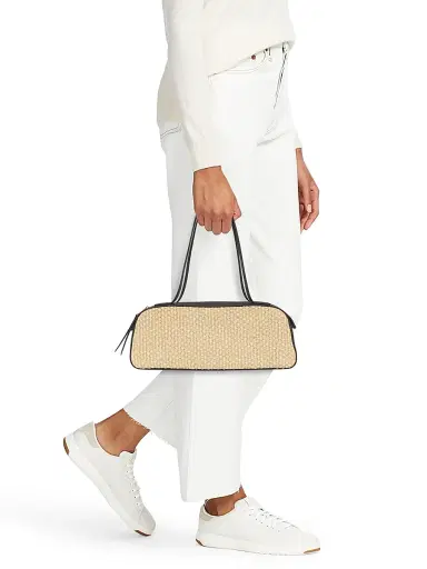 Khaite Women's Simona Woven Shoulder Bag - Black Natural | Thumbnail 2 Khaite Women's Simona Woven Shoulder Bag - Black Natural | Thumbnail 2