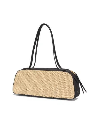 Khaite Women's Simona Woven Shoulder Bag - Black Natural | Thumbnail 3 Khaite Women's Simona Woven Shoulder Bag - Black Natural | Thumbnail 3