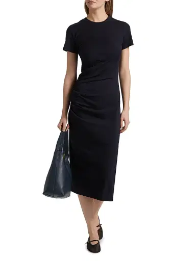 Frame Women's The Twist Cotton Midi-Dress - Navy | Thumbnail 2 Frame Women's The Twist Cotton Midi-Dress - Navy | Thumbnail 2