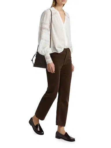 L'Agence Women's Kiera Trim Cotton Blouse - Ivory - Size XS | Thumbnail 2 L'Agence Women's Kiera Trim Cotton Blouse - Ivory - Size XS | Thumbnail 2