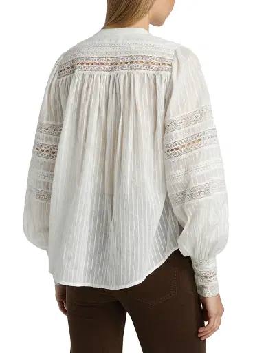 L'Agence Women's Kiera Trim Cotton Blouse - Ivory - Size XS | Thumbnail 5 L'Agence Women's Kiera Trim Cotton Blouse - Ivory - Size XS | Thumbnail 5
