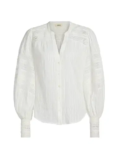 L'Agence Women's Kiera Trim Cotton Blouse - Ivory - Size XS | Thumbnail 1 L'Agence Women's Kiera Trim Cotton Blouse - Ivory - Size XS | Thumbnail 1