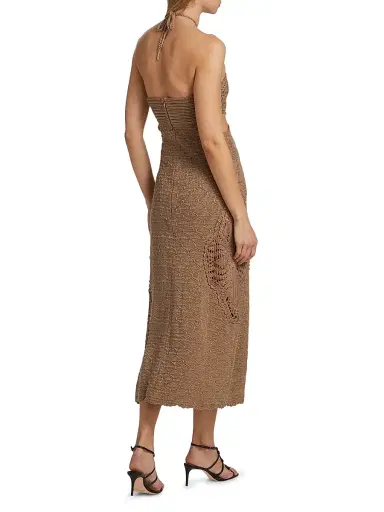 AMUR Women's Clara Crochet Halter Midi-Dress - Sand Dune | Thumbnail 5 AMUR Women's Clara Crochet Halter Midi-Dress - Sand Dune | Thumbnail 5
