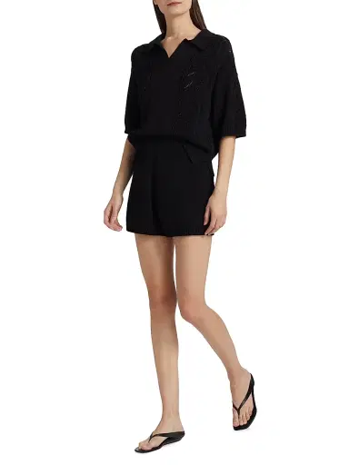 Loulou de Saison Women's Andel Knitted Shorts - Black | Thumbnail 2 Loulou de Saison Women's Andel Knitted Shorts - Black | Thumbnail 2