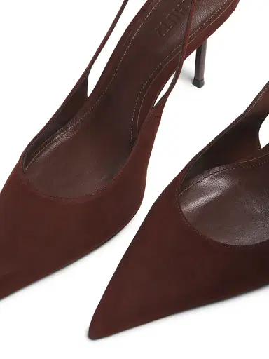 Schutz Women's Alicia Sling 90MM Suede Slingback Pumps - Root Brown | Thumbnail 2 Schutz Women's Alicia Sling 90MM Suede Slingback Pumps - Root Brown | Thumbnail 2