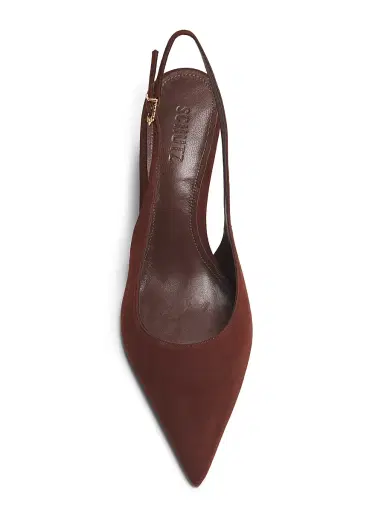 Schutz Women's Alicia Sling 90MM Suede Slingback Pumps - Root Brown | Thumbnail 4 Schutz Women's Alicia Sling 90MM Suede Slingback Pumps - Root Brown | Thumbnail 4