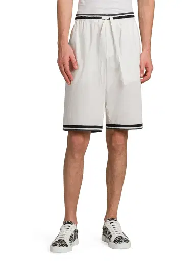 Dolce & Gabbana Men's Drawstring Cotton Poplin Shorts - Maiolica Nero | Thumbnail 3 Dolce & Gabbana Men's Drawstring Cotton Poplin Shorts - Maiolica Nero | Thumbnail 3