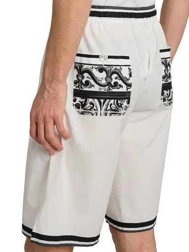 Dolce & Gabbana Men's Drawstring Cotton Poplin Shorts - Maiolica Nero | Thumbnail 6 Dolce & Gabbana Men's Drawstring Cotton Poplin Shorts - Maiolica Nero | Thumbnail 6