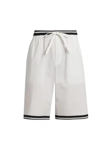 Dolce & Gabbana Men's Drawstring Cotton Poplin Shorts - Maiolica Nero | Thumbnail 1 Dolce & Gabbana Men's Drawstring Cotton Poplin Shorts - Maiolica Nero | Thumbnail 1