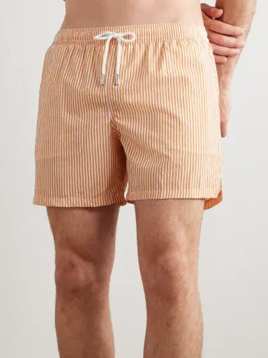 Thom Sweeney Straight-Leg Mid-Length Striped Swim Shorts - Men | Thumbnail 2 Thom Sweeney Straight-Leg Mid-Length Striped Swim Shorts - Men | Thumbnail 2