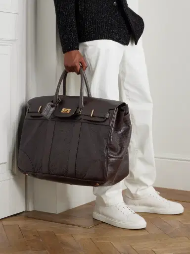 Brunello Cucinelli Panelled Full-Grain Leather Weekend Bag - Men | Thumbnail 2 Brunello Cucinelli Panelled Full-Grain Leather Weekend Bag - Men | Thumbnail 2