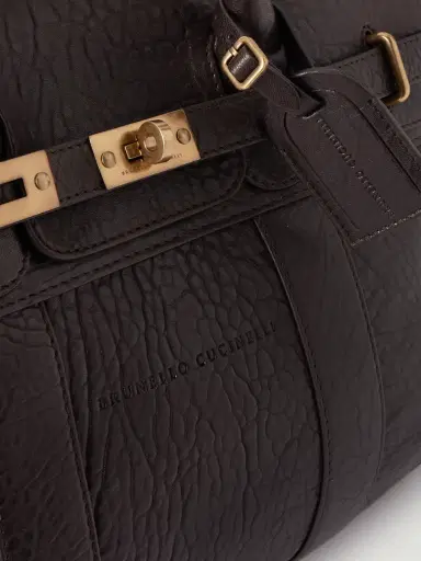 Brunello Cucinelli Panelled Full-Grain Leather Weekend Bag - Men | Thumbnail 4 Brunello Cucinelli Panelled Full-Grain Leather Weekend Bag - Men | Thumbnail 4