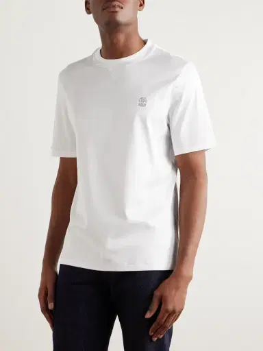 Brunello Cucinelli Logo-Embroidered Cotton-Jersey T-Shirt - Men | Thumbnail 3 Brunello Cucinelli Logo-Embroidered Cotton-Jersey T-Shirt - Men | Thumbnail 3