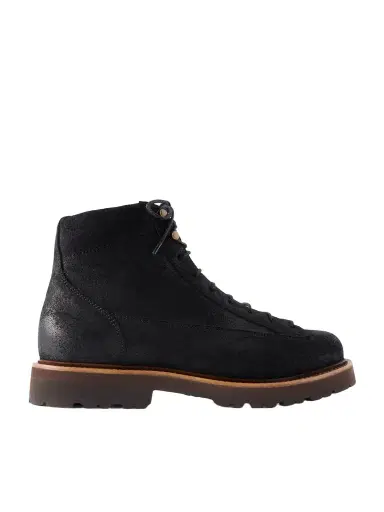 Brunello Cucinelli Waxed-Suede Hiking Boots - Men | Thumbnail 1 Brunello Cucinelli Waxed-Suede Hiking Boots - Men | Thumbnail 1