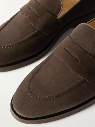 Brunello Cucinelli Leather-Trimmed Suede Penny Loafers - Men | Thumbnail 5 Brunello Cucinelli Leather-Trimmed Suede Penny Loafers - Men | Thumbnail 5