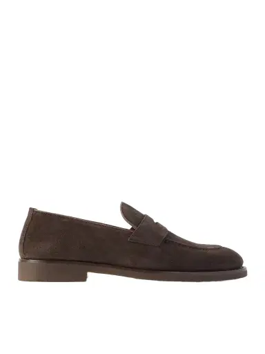 Brunello Cucinelli Leather-Trimmed Suede Penny Loafers - Men | Thumbnail 1 Brunello Cucinelli Leather-Trimmed Suede Penny Loafers - Men | Thumbnail 1