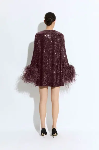 LAPOINTE Sequin Dress With Feathers | Thumbnail 2 LAPOINTE Sequin Dress With Feathers | Thumbnail 2