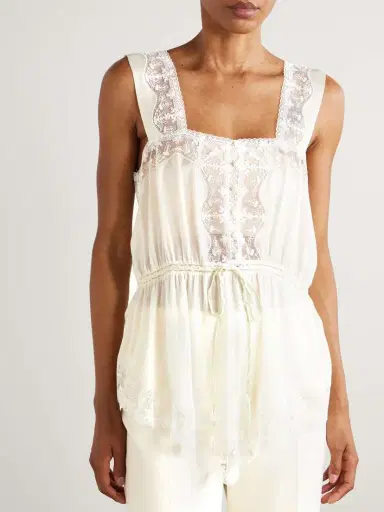 Chloé Lace-trimmed Silk-charmeuse Top | Thumbnail 3 Chloé Lace-trimmed Silk-charmeuse Top | Thumbnail 3