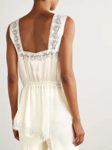 Chloé Lace-trimmed Silk-charmeuse Top | Thumbnail 4 Chloé Lace-trimmed Silk-charmeuse Top | Thumbnail 4