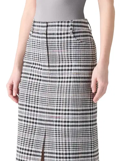 Akris punto Women's Fringed Plaid Pencil Midi-Skirt - Cream Black | Thumbnail 5 Akris punto Women's Fringed Plaid Pencil Midi-Skirt - Cream Black | Thumbnail 5