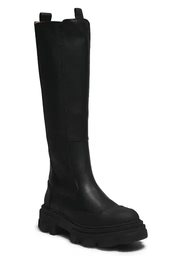 Ganni Women's Cleated Knee-High Chelsea Boots - Black | Thumbnail 2 Ganni Women's Cleated Knee-High Chelsea Boots - Black | Thumbnail 2