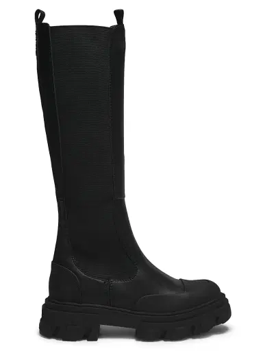 Ganni Women's Cleated Knee-High Chelsea Boots - Black | Thumbnail 1 Ganni Women's Cleated Knee-High Chelsea Boots - Black | Thumbnail 1