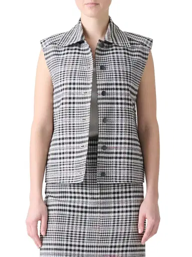 Akris punto Women's Plaid Kent Collar Vest | Thumbnail 4 Akris punto Women's Plaid Kent Collar Vest | Thumbnail 4