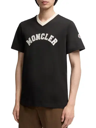 Moncler Men's Crewneck in Cotton - Black | Thumbnail 2 Moncler Men's Crewneck in Cotton - Black | Thumbnail 2