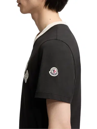 Moncler Men's Crewneck in Cotton - Black | Thumbnail 4 Moncler Men's Crewneck in Cotton - Black | Thumbnail 4