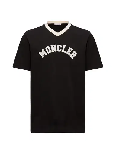 Moncler Men's Crewneck in Cotton - Black | Thumbnail 1 Moncler Men's Crewneck in Cotton - Black | Thumbnail 1