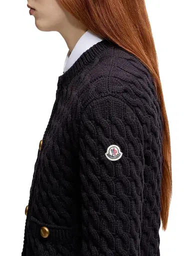 Moncler Women's Cardigan in Cotton Blend - Navy Blue | Thumbnail 4 Moncler Women's Cardigan in Cotton Blend - Navy Blue | Thumbnail 4