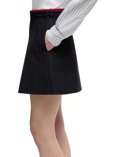 Moncler Women's Mini Skirt in Cotton Gabardine - Navy Blue | Thumbnail 4 Moncler Women's Mini Skirt in Cotton Gabardine - Navy Blue | Thumbnail 4