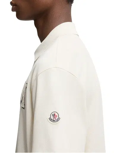 Moncler Men's Polo Shirt in Cotton - White | Thumbnail 4 Moncler Men's Polo Shirt in Cotton - White | Thumbnail 4