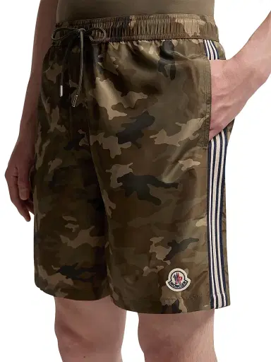 Moncler Men's Swim Trunks - Green Brown | Thumbnail 4 Moncler Men's Swim Trunks - Green Brown | Thumbnail 4