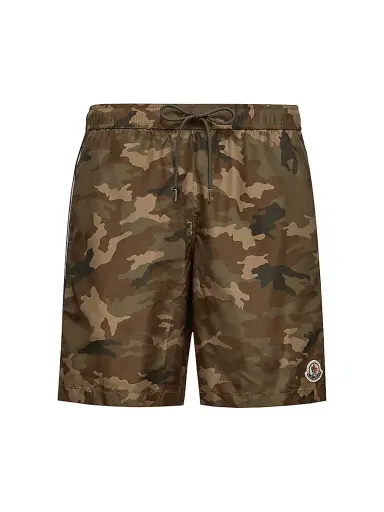 Moncler Men's Swim Trunks - Green Brown | Thumbnail 1 Moncler Men's Swim Trunks - Green Brown | Thumbnail 1