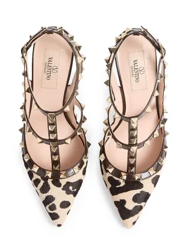Valentino Garavani Women's Rockstud Pumps with 100MM Straps in Pony-Effect Calfskin | Thumbnail 4 Valentino Garavani Women's Rockstud Pumps with 100MM Straps in Pony-Effect Calfskin | Thumbnail 4