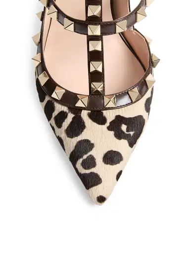 Valentino Garavani Women's Rockstud Pumps with 100MM Straps in Pony-Effect Calfskin | Thumbnail 5 Valentino Garavani Women's Rockstud Pumps with 100MM Straps in Pony-Effect Calfskin | Thumbnail 5