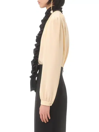 Valentino Garavani Women's Crepe De Chine Shirt - Birch Black | Thumbnail 4 Valentino Garavani Women's Crepe De Chine Shirt - Birch Black | Thumbnail 4
