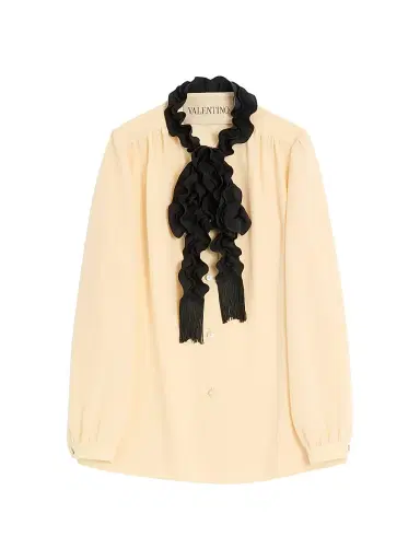 Valentino Garavani Women's Crepe De Chine Shirt - Birch Black | Thumbnail 1 Valentino Garavani Women's Crepe De Chine Shirt - Birch Black | Thumbnail 1
