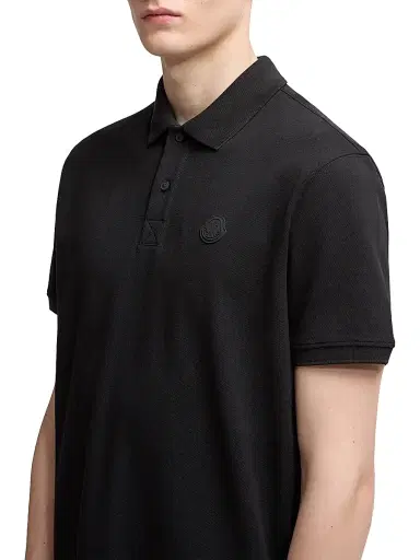 Moncler Men's Polo Shirt in Cotton Piquet - Black | Thumbnail 4 Moncler Men's Polo Shirt in Cotton Piquet - Black | Thumbnail 4