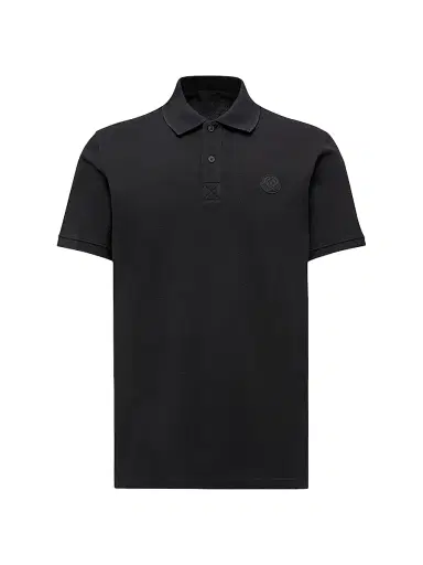 Moncler Men's Polo Shirt in Cotton Piquet - Black | Thumbnail 1 Moncler Men's Polo Shirt in Cotton Piquet - Black | Thumbnail 1