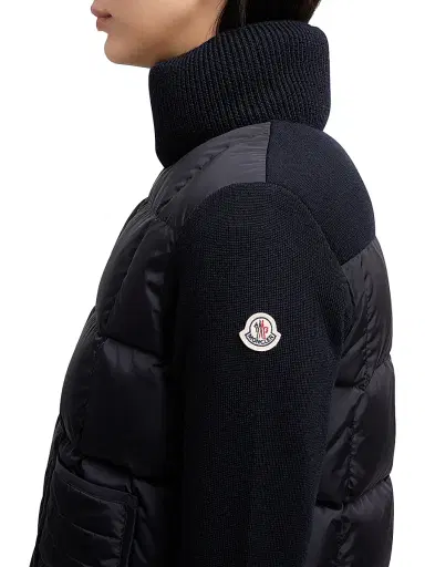 Moncler Women's Down-Filled Cardigan in Wool - Navy Blue | Thumbnail 4 Moncler Women's Down-Filled Cardigan in Wool - Navy Blue | Thumbnail 4