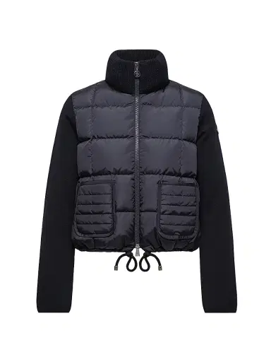 Moncler Women's Down-Filled Cardigan in Wool - Navy Blue | Thumbnail 1 Moncler Women's Down-Filled Cardigan in Wool - Navy Blue | Thumbnail 1