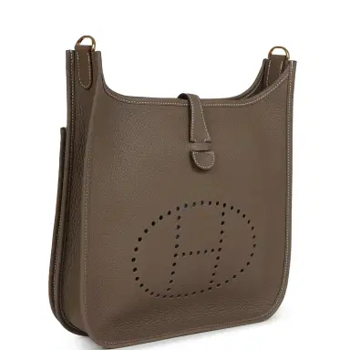 HERMÈS Hermes Evelyne III PM Etoupe Clemence Gold Hardware | Thumbnail 2 HERMÈS Hermes Evelyne III PM Etoupe Clemence Gold Hardware | Thumbnail 2