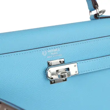 HERMÈS Hermes Special Order (HSS) Kelly Sellier 25 Bleu Celeste Verso Epsom Palladium Hardware | Thumbnail 7 HERMÈS Hermes Special Order (HSS) Kelly Sellier 25 Bleu Celeste Verso Epsom Palladium Hardware | Thumbnail 7