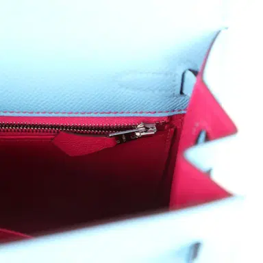 HERMÈS Hermes Special Order (HSS) Kelly Sellier 25 Bleu Celeste Verso Epsom Palladium Hardware | Thumbnail 9 HERMÈS Hermes Special Order (HSS) Kelly Sellier 25 Bleu Celeste Verso Epsom Palladium Hardware | Thumbnail 9