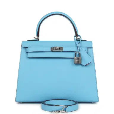 HERMÈS Hermes Special Order (HSS) Kelly Sellier 25 Bleu Celeste Verso Epsom Palladium Hardware | Thumbnail 1 HERMÈS Hermes Special Order (HSS) Kelly Sellier 25 Bleu Celeste Verso Epsom Palladium Hardware | Thumbnail 1